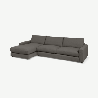 An Image of Arni Large Left Hand Facing Chaise End Sofa, Charcoal Grey Boucle