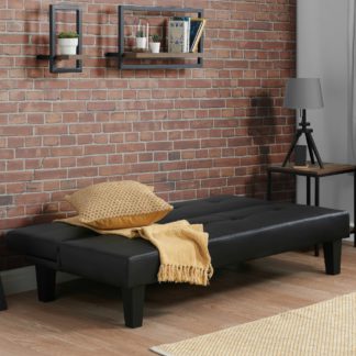 An Image of Franklin Black Leather Sofa Guest Day Bed