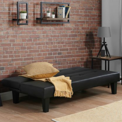 An Image of Franklin Black Leather Sofa Guest Day Bed