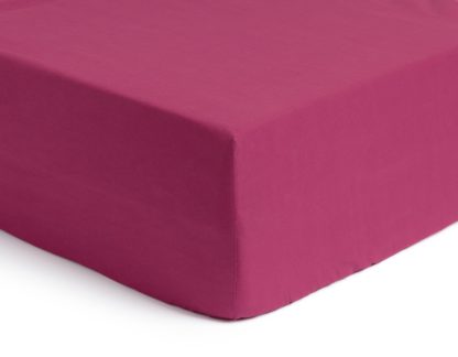 An Image of Habitat Cotton Rich Berry Fitted Sheet - Kingsize