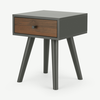 An Image of Larsen Bedside Table, Walnut Effect & Grey