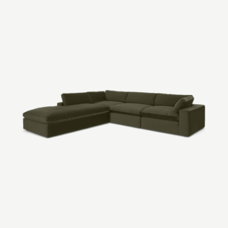 An Image of Samona Left Hand Facing Full Corner Sofa, Pistachio Green Velvet