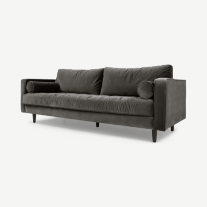 An Image of Scott 3 Seater Sofa, Concrete Cotton Velvet