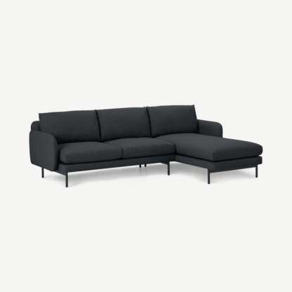 An Image of Miro Right Hand Facing Chaise End Corner Sofa, Graphite Weave