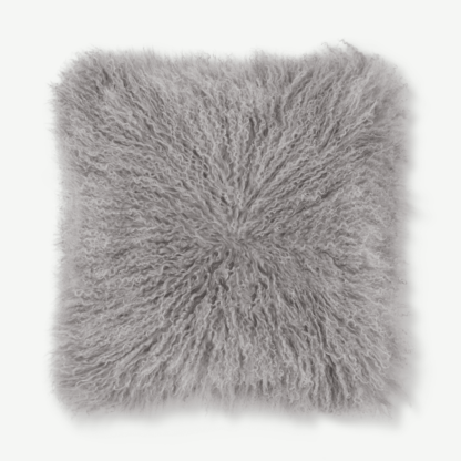 An Image of Haddie Mongolian Fur Cushion 45 x 45cm, Grey