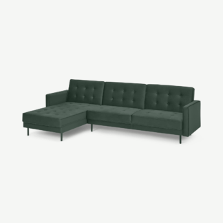 An Image of Rosslyn Left Hand Facing Chaise End Click Clack Sofa Bed, Autumn Green Velvet