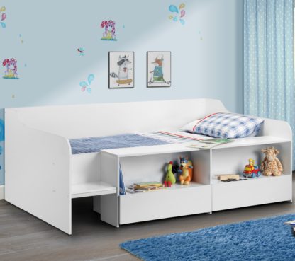 An Image of Stella White Wooden Kids Low Sleeper Cabin Storage Bed - 3ft Single