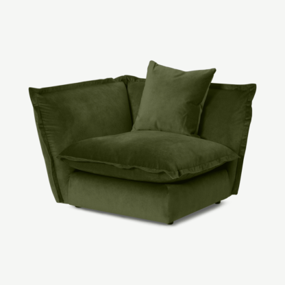 An Image of Fernsby Corner Modular Chair, Moss Recycled Velvet