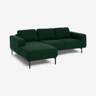 An Image of Jarrod Left Hand Facing Chaise End Corner Sofa, Forest Green Weave
