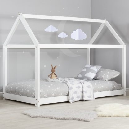 An Image of House White Wooden Bed Frame - 3ft Single
