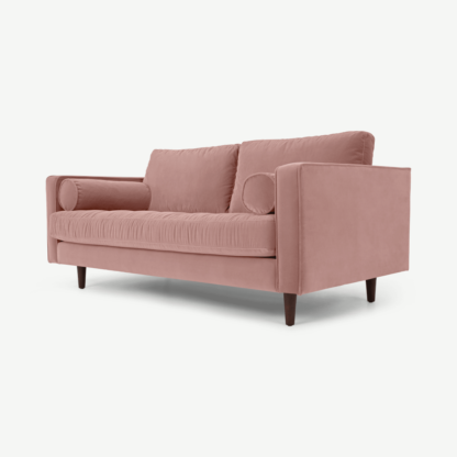 An Image of Scott Large 2 Seater Sofa, Blush Pink Cotton Velvet