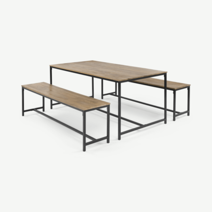 An Image of Lomond Dining Table Set, Mango Wood & Black