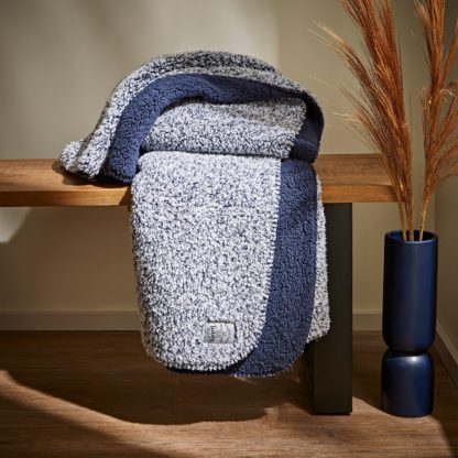 An Image of Teddy Bear Extra Cosy Marl Reversible Throw Charcoal