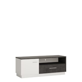 An Image of Solan 1 Door 1 Drawer TV Unit - Grey & White