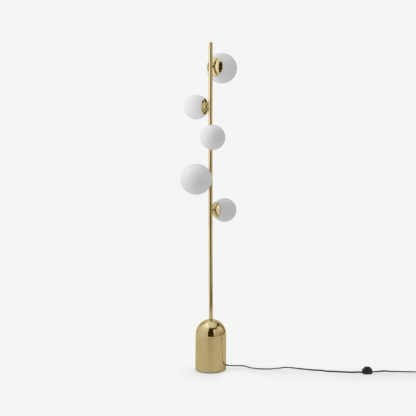 An Image of Vetro Floor Lamp, Brass & Opal Glass