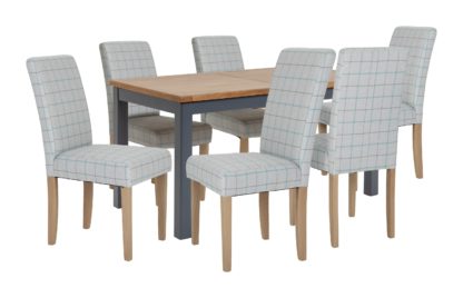An Image of Habitat Kent Wood Veneer Dining Table & 6 Light Grey Chairs