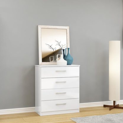 18187d2599f7596613aab8d2a31c4566c60199510db1cc82cd6c68a461b7e815.jpg An Image of Lynx 4 Drawer Chest White