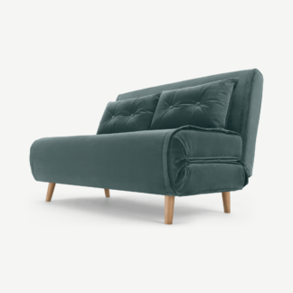 An Image of Haru Small Sofa Bed, Marine Green Velvet