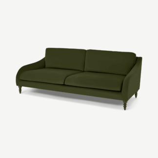 An Image of Andrin 3 Seater Sofa, Moss Recycled Velvet