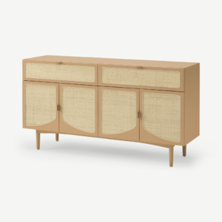 An Image of Emmi Wide Sideboard, Light Caramel & Rattan