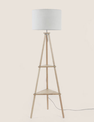 An Image of M&S Wooden Tripod Floor Lamp