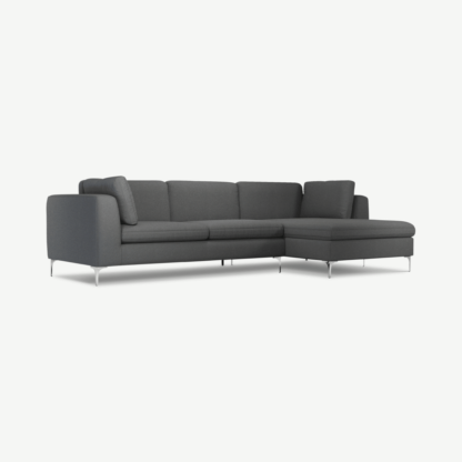 An Image of Monterosso Right Hand Facing Chaise End Sofa, Elite Grey with Chrome Leg