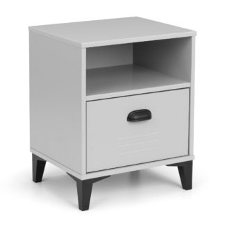 An Image of Lakers Locker Grey Wooden 1 Drawer Bedside Table