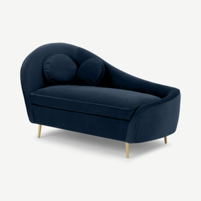 An Image of Kooper Right Hand Facing Chaise Longue, Sapphire Blue Velvet