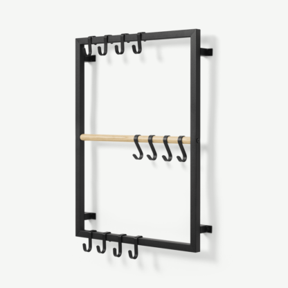 An Image of Tomas Wall-Mounted Hanging Rack, Black