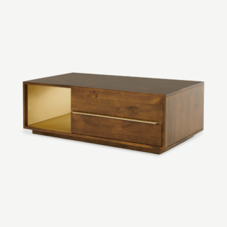 An Image of Anderson Coffee Table, Mango Wood & Brass