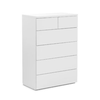 An Image of Monaco White Wooden High Gloss 4+2 Drawer Chest