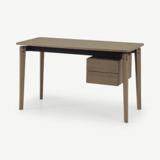 An Image of Mellor Desk, Dark Stain Oak & Textured Charcoal