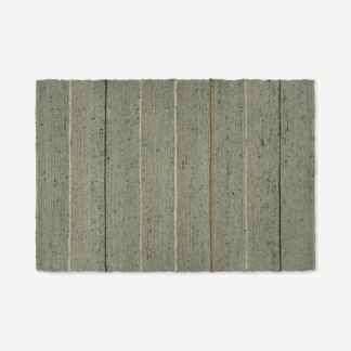 An Image of Tomillo Striped Wool Rug, Large 160 x 230cm, Sage Green