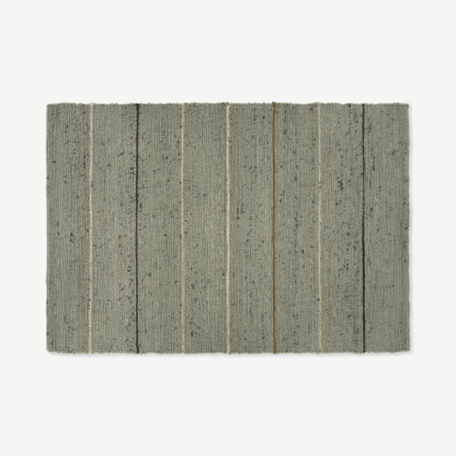 An Image of Tomillo Striped Wool Rug, Large 160 x 230cm, Sage Green