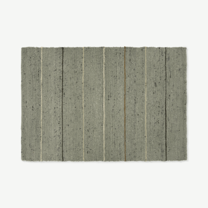 An Image of Tomillo Striped Wool Rug, Extra Large 200 x 300cm, Sage Green