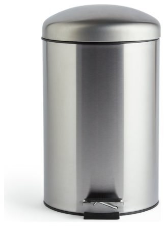 An Image of Habitat 12 Litre Domed Pedal Bin - Silver