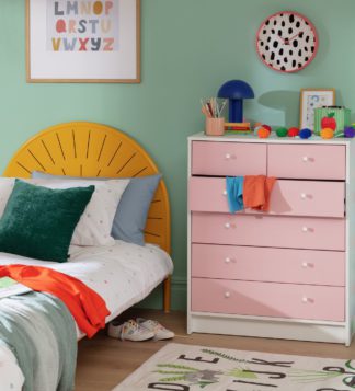 An Image of Argos Home Malibu Kids 4+2 Chest - Pink & White