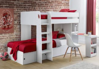 An Image of Eclipse White Wooden Storage Bunk Bed Frame - 3ft Single