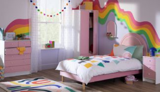 An Image of Argos Home Malibu Kids 3 Piece 2 Door Wardrobe Set - Pink