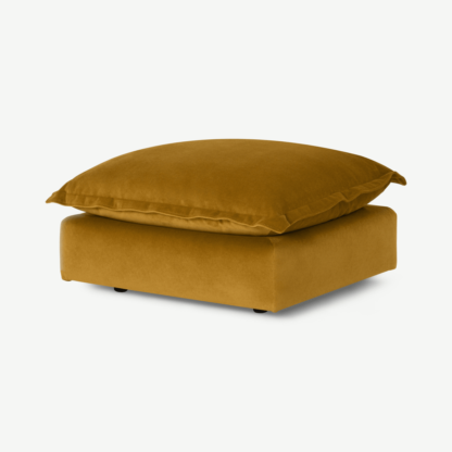 An Image of Fernsby Footstool, Mustard Recycled Velvet