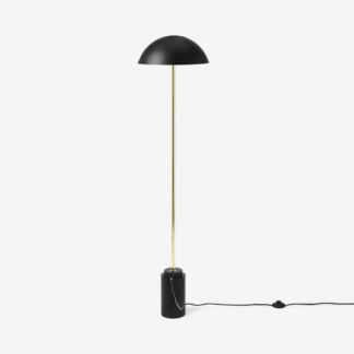 An Image of Adalyn Floor Lamp, Black Marble & Brass