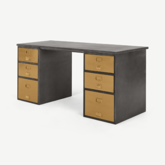 An Image of Stow Storage Desk, Vintage Brass