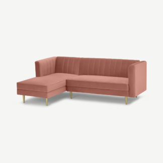 An Image of Amicie Left Hand Facing Chaise End Click Clack Sofa Bed, Vintage Pink Velvet