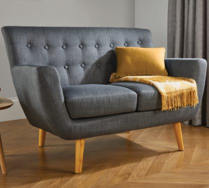 An Image of Loft 2 Seater Grey Fabric Sofa