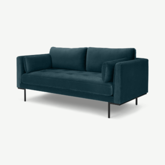 An Image of Harlow, Large 2 Seater Sofa, Coastal Blue Velvet
