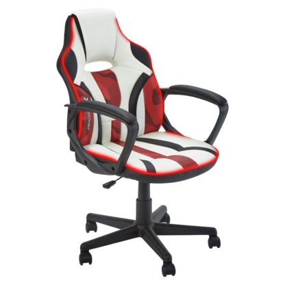 An Image of X Rocker Faux Leather Office Gaming Chair - Red
