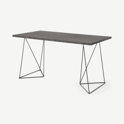An Image of Solly Desk, Concrete Effect & Black Steel