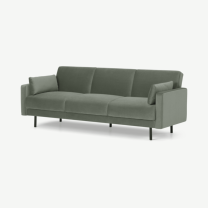 An Image of Delphi Click Clack Sofa Bed, Sage Green Velvet