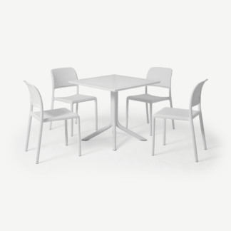 An Image of Nardi 4 Seat Dining Set, White Fibreglass & Resin