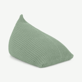 An Image of Andra Chunky Knit Bean Bag, Large, Soft Jade Green